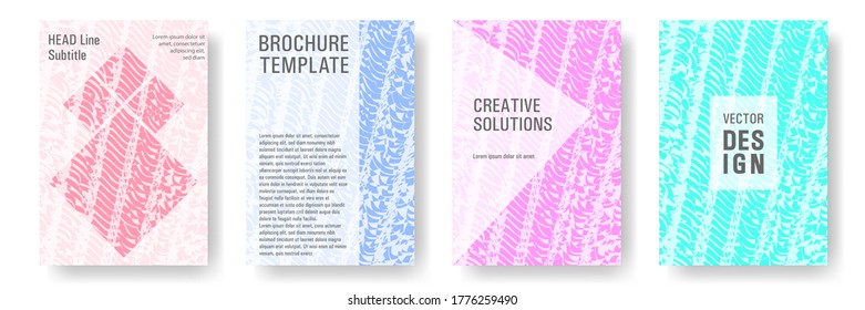 Conjunto de plantillas de diseño de portada. Diseño de folletos mínimo. Portadas abstractas de moda. Fondo de textura color turquesa rosa. Afiches elegantes.