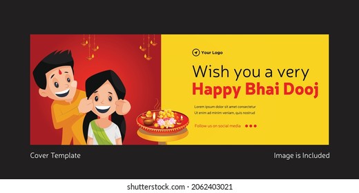 Cover page design of wish you a very Happy Bhai Dooj Indian festival template.