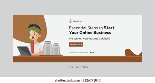 Cover page of essential steps to start your online business template. 