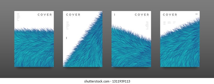 Cover page fur design template. Modern flyer layout. Abstract and colourful cover page. Orange furry texture background. Vector graphic poster. EPS10