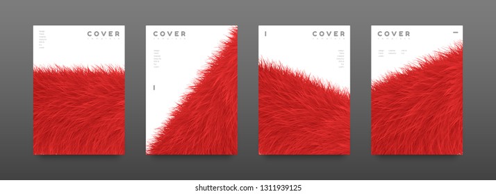 Cover page fur design template. Modern flyer layout. Abstract and colourful cover page. Orange furry texture background. Vector graphic poster. EPS10