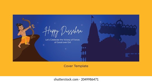 Cover page of Happy Dussehra cartoon style template.