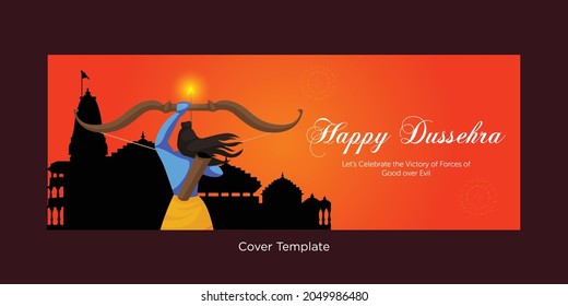 Cover page of Happy Dussehra cartoon style template.