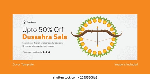 Cover page of Indian festival Dussehra sale template.