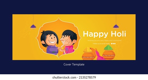 Cover page of Indian festival happy Holi festival of colors template. 