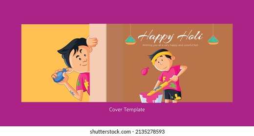 Cover page of Indian festival happy Holi festival of colors template. 