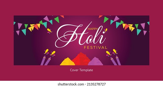 Cover page of Indian festival happy Holi festival of colors template. 