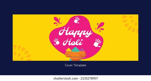 Cover page of Indian festival happy Holi festival of colors template. 