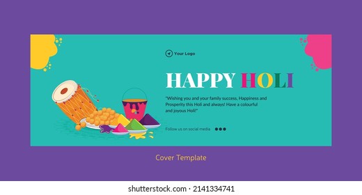 Cover page of Indian festival happy Holi festival of colors template. 