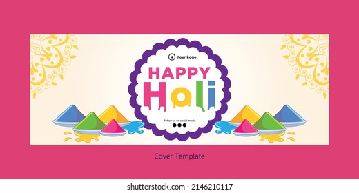 Cover page of Indian festival happy Holi festival of colors template. 