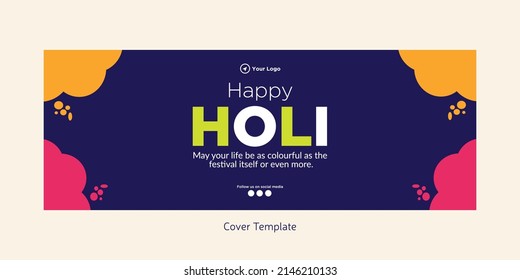Cover page of Indian festival happy Holi festival of colors template. 