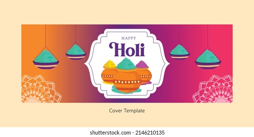 Cover page of Indian festival happy Holi festival of colors template. 