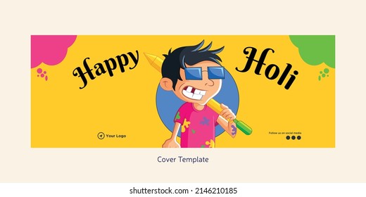 Cover page of Indian festival happy Holi festival of colors template. 