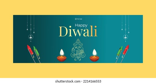 Cover page of Indian festival Happy Diwali template.