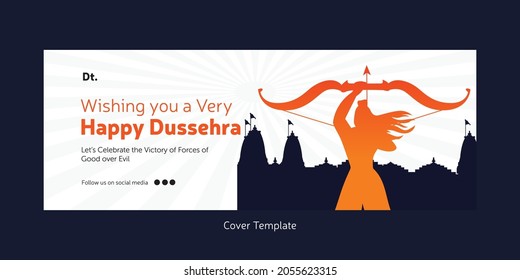 Cover page of Indian festival wish you a very Happy Dussehra cartoon style template.