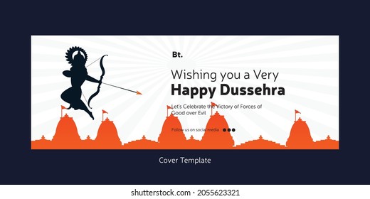 Cover page of Indian festival wish you a very Happy Dussehra cartoon style template.