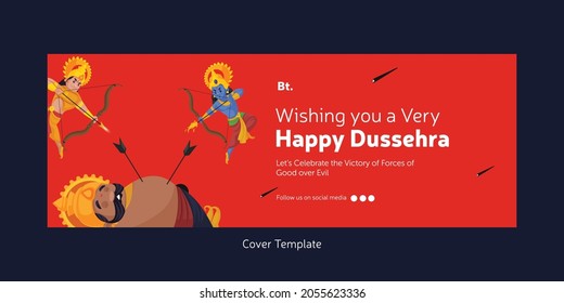 Cover page of Indian festival wish you a very Happy Dussehra cartoon style template.