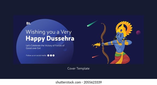 Cover page of Indian festival wish you a very Happy Dussehra cartoon style template.