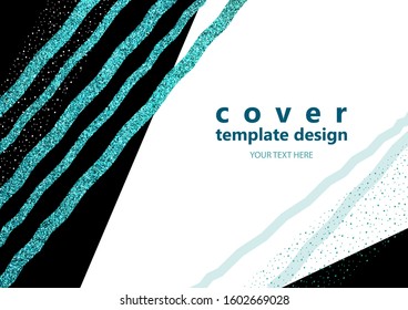 Cover page layout. Geometric design, bright sparkling stripes. Page business booklet, corporate template. Vector illustration