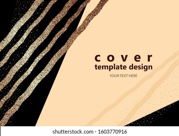 Cover page layout. Geometric design, bright sparkling stripes. Page business booklet, corporate template. Vector illustration