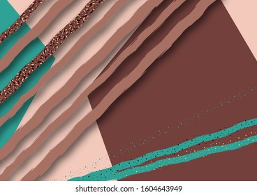 Cover page layout. Geometric design, polygons and stripes. Business booklet page, corporate template. Vector illustration