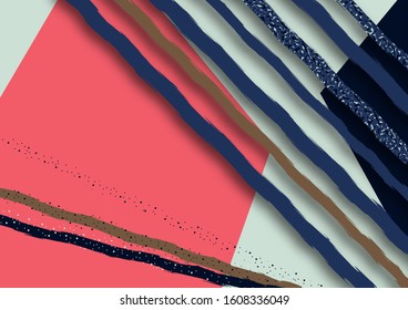 Cover page layout. Geometric design, polygons and stripes. Business booklet page, corporate template. Vector illustration