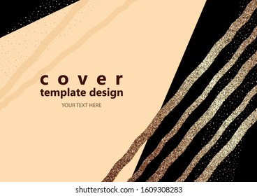 Cover page layout. Geometric design, bright sparkling stripes. Page business booklet, corporate template. Vector illustration