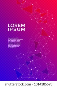 Cover page layout. Global network connection digital grid. Interlinked nodes, molecular, social media, web or  big data cloud structure concept. Information technology concept cover vector.