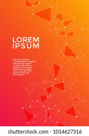Cover page layout. Global network connection of points and lines. Interlinked nodes, neuron, social media, web or  big data cloud structure concept. Network nodes information technology concept.