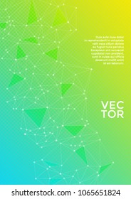 Cover page layout. Global network connection tech grid. Interlinked nodes, molecular, social media, web or  big data cloud structure concept. Information technology concept cover.