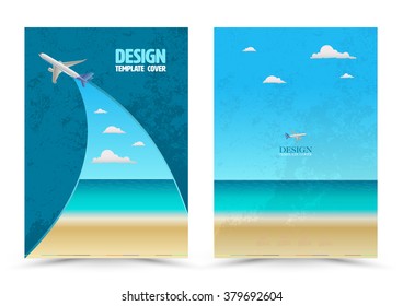 Cover Page Layout Template With Airplane. Vector Illustration. Can Use For Travel Tour Concept Leaflet, Brochure, Book, Magazine, Document Template And Business Report Cover.