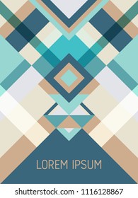 Cover page layout vector template geometric design with triangles and stripes pattern for party poster. Carnival mexican motifs. Striped bauhaus pattern vector cover design. Trendy geometry.