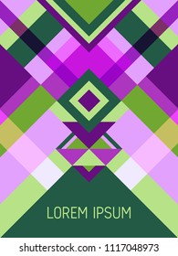 Cover page layout vector template geometric design with triangles and stripes pattern for business purposes. Festive brazilian motifs. Striped bauhaus pattern vector cover design. Cool geometry.