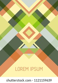 Cover page layout vector template geometric design with triangles and stripes pattern for party poster. Carnival mexican motifs. Striped bauhaus pattern vector cover design. Cool geometry.