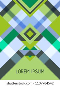 Cover page layout vector template geometric design with triangles and stripes pattern for party poster. Folklore brazilian motifs. Striped bauhaus pattern vector cover design. Cool geometry.