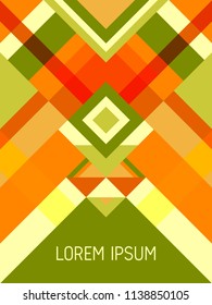 Cover page layout vector template geometric design with triangles and stripes pattern for business purposes. Festive brazil motifs. Striped bauhaus pattern vector cover design. Trendy geometry.