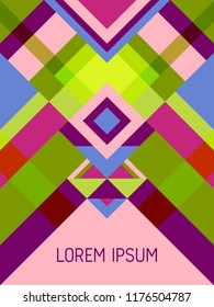 Cover page layout vector template geometric design with triangles and stripes pattern for business purposes. Festive brazil motifs. Striped bauhaus pattern vector cover design. Trendy geometry.