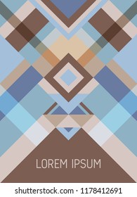 Cover page layout vector template geometric design with triangles and stripes pattern for party poster. Ethnic mexican motifs. Striped bauhaus pattern vector cover design. Trendy geometry.