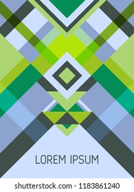 Cover page layout vector template geometric design with triangles and stripes pattern for business purposes. Ethnic mexican motifs. Striped bauhaus pattern vector cover design. Trendy geometry.