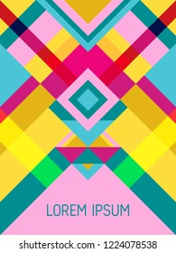 Cover page layout vector template geometric design with triangles and stripes pattern for business purposes. Festive brazilian motifs. Striped bauhaus pattern vector cover design. Cool geometry.