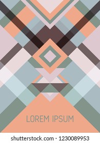 Cover page layout vector template geometric design with triangles and stripes pattern for business purposes. Ethnic brazil motifs. Striped bauhaus pattern vector cover design. Cool geometry.