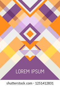 Cover page layout vector template geometric design with triangles and stripes pattern for business purposes. Ethnic brazilian motifs. Striped bauhaus pattern vector cover design. Cool geometry.