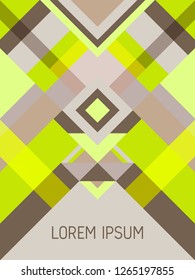 Cover page layout vector template geometric design with triangles and stripes pattern for business purposes. Carnival mexican motifs. Striped bauhaus pattern vector cover design. Cool geometry.