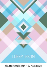 Cover page layout vector template geometric design with triangles and stripes pattern for business purposes. Folklore brazilian motifs. Striped bauhaus pattern vector cover design. Trendy geometry.