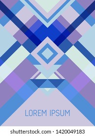 Cover page layout vector template geometric design with triangles and stripes pattern for party poster. Ethnic brazil motifs. Striped bauhaus pattern vector cover design. Cool geometry.