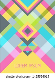 Cover page layout vector template geometric design with triangles and stripes pattern for business purposes. Ethnic brazilian motifs. Striped bauhaus pattern vector cover design. Trendy geometry.