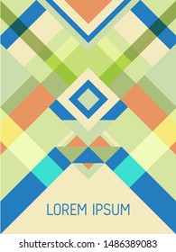 Cover page layout vector template geometric design with triangles and stripes pattern for party poster. Festive mexican motifs. Striped bauhaus pattern vector cover design. Cool geometry.
