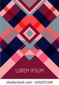Cover page layout vector template geometric design with triangles and stripes pattern for business purposes. Festive mexican motifs. Striped bauhaus pattern vector cover design. Cool geometry.