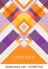 Cover page layout vector template geometric design with triangles and stripes pattern for party poster. Folklore brazil motifs. Striped bauhaus pattern vector cover design. Cool geometry.