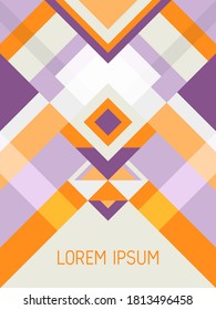Cover page layout vector template geometric design with triangles and stripes pattern for business purposes. Carnival mexican motifs. Striped bauhaus pattern vector cover design. Trendy geometry.